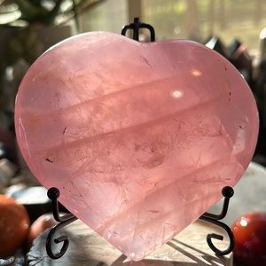 Hand Carved Rose Quartz Crystal Heart!